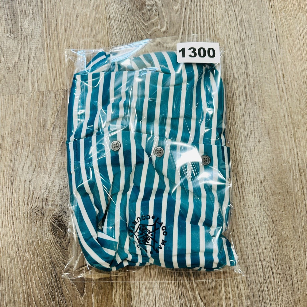 Greyson Polo Mens XL Teal White Striped Lago Mar Country Club Golf Polo Shirt - Picture 12 of 16
